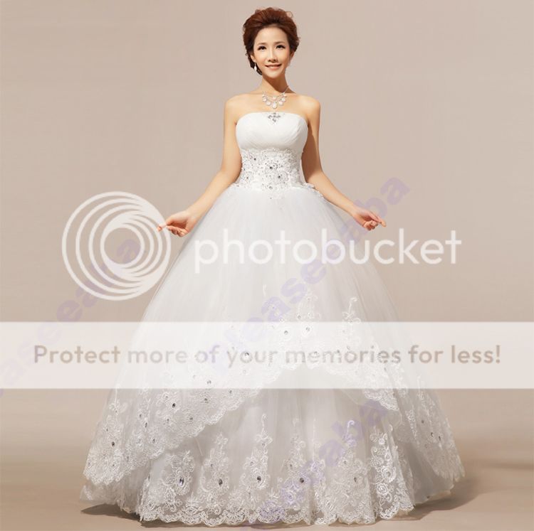 New Sexy Wedding Dress Strapless Bride Ball Gowns Princess Beaded Floor Length